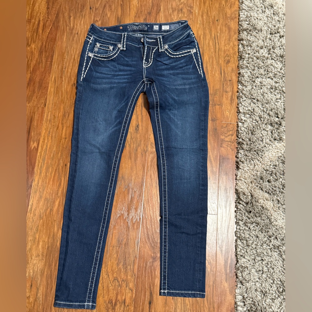 Miss Me Loose Saddle Stitch Border Skinny Jeans